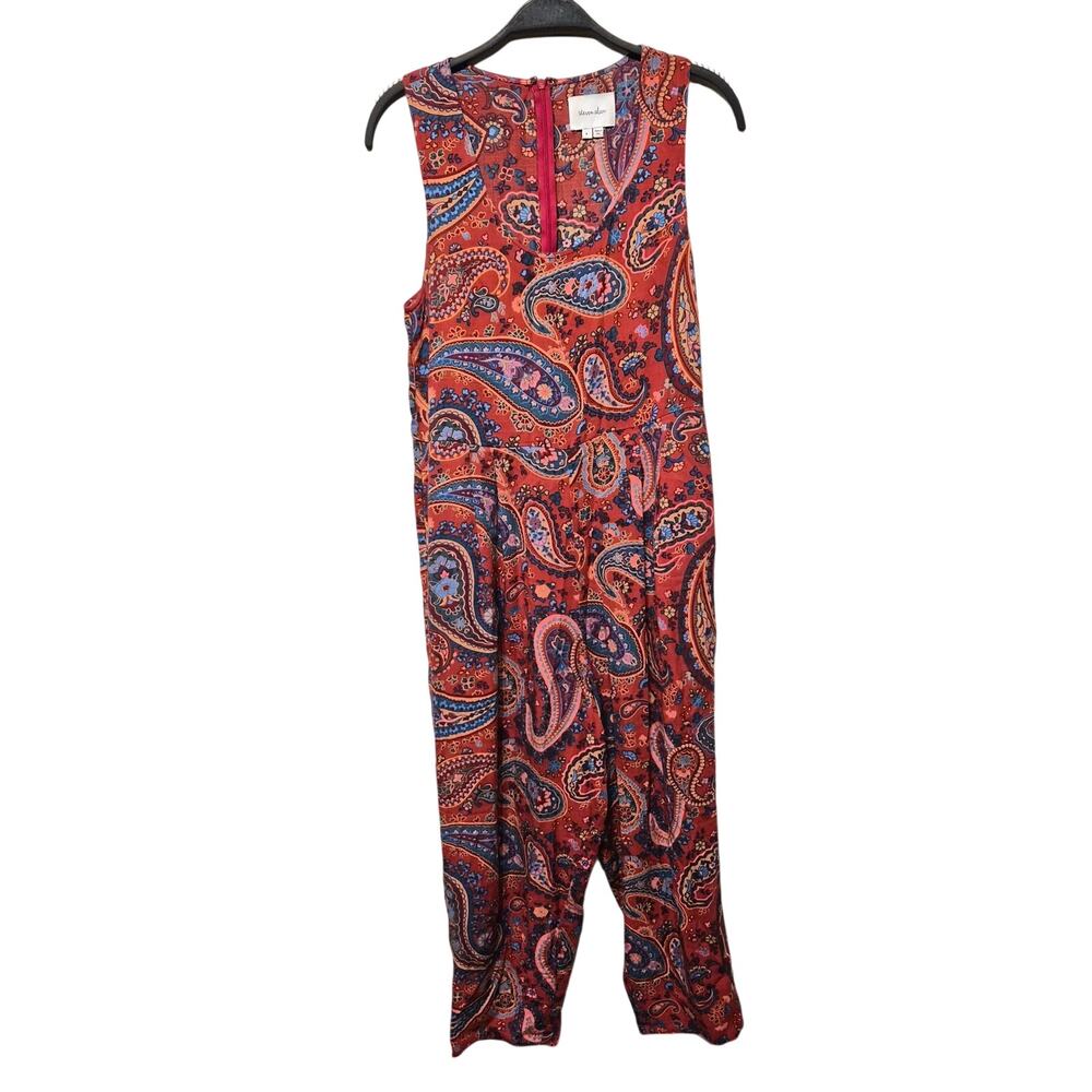 Steven Alan Sonic Paisley Sleeveless Jumpsuit Red P or XS Retro 70s Groovy
